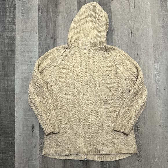 Neusteters 60s/70s Made in Ireland Cable Knit Oatmeal Beige Full Zip Sweater L - Picture 2 of 6